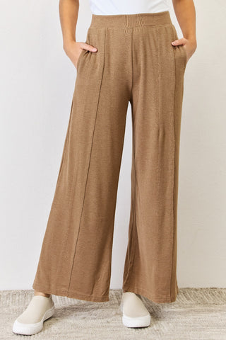 Shop Mocha RISEN Ultra Soft Wide Leg Pants - High-Quality U.S. Made Women’s Fashion with Free & Fast Shipping