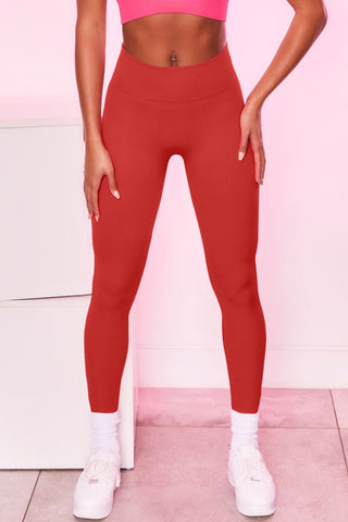 Shop Deep Red High Waist Active Pants - High-Quality U.S. Made Women’s Fashion with Free & Fast Shipping