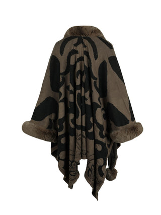 Shop Faux Fur Trim Poncho - High-Quality U.S. Made Women’s Fashion with Free & Fast Shipping