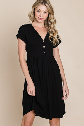 Shop BOMBOM V-Neck Short Sleeve Dress - High-Quality U.S. Made Women’s Fashion with Free & Fast Shipping