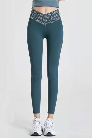 Shop Deep Teal Wide Waistband Sports Pants - High-Quality U.S. Made Women’s Fashion with Free & Fast Shipping