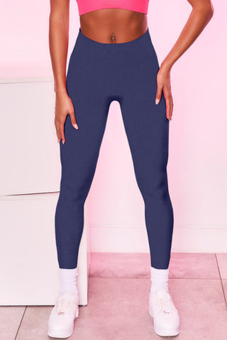 Shop Dark Blue High Waist Active Pants - High-Quality U.S. Made Women’s Fashion with Free & Fast Shipping