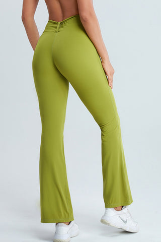 Shop Yellow-Green Ruched High Waist Active Pants - High-Quality U.S. Made Women’s Fashion with Free & Fast Shipping