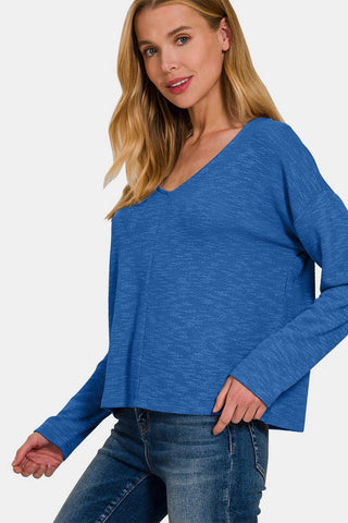 Shop Zenana Dropped Shoulder Long Sleeve T-Shirt - High-Quality U.S. Made Women’s Fashion with Free & Fast Shipping