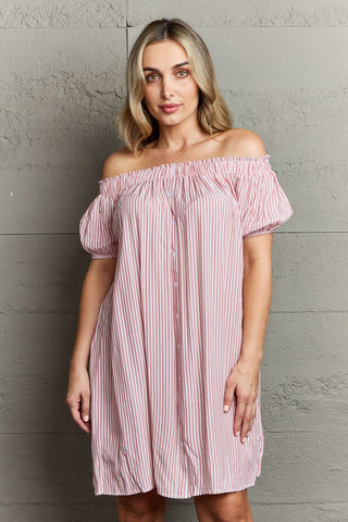 Shop Stripe Ninexis Show Compassion Off The Shoulder Mini Dress - High-Quality U.S. Made Women’s Fashion with Free & Fast Shipping