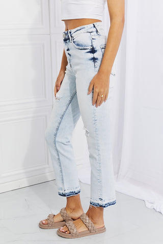 Shop RISEN Full Size Camille Acid Wash Crop Straight Jeans - High-Quality U.S. Made Women’s Fashion with Free & Fast Shipping