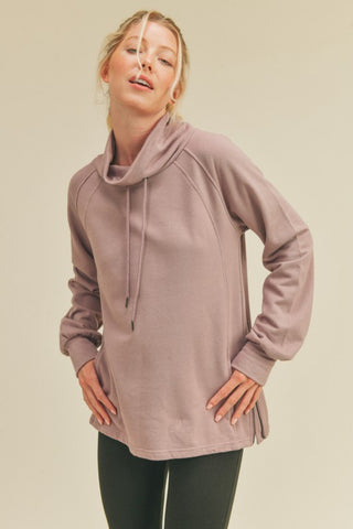 Shop Lavender Kimberly C Drawstring Side Zip Sweatshirt - High-Quality U.S. Made Women’s Fashion with Free & Fast Shipping