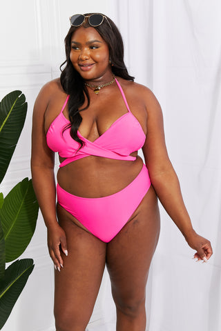 Shop Marina West Swim Summer Splash Halter Bikini Set in Pink - High-Quality U.S. Made Women’s Fashion with Free Fast Shipping