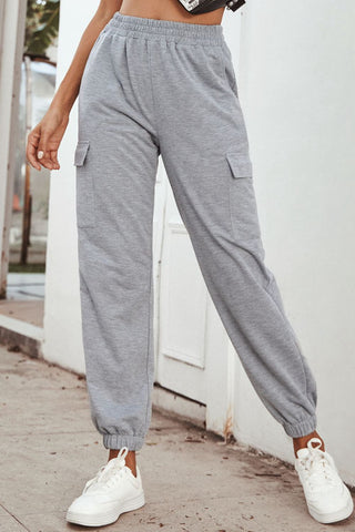 Shop Light Gray Pocketed Long Sweatpants - High-Quality U.S. Made Women’s Fashion with Free & Fast Shipping