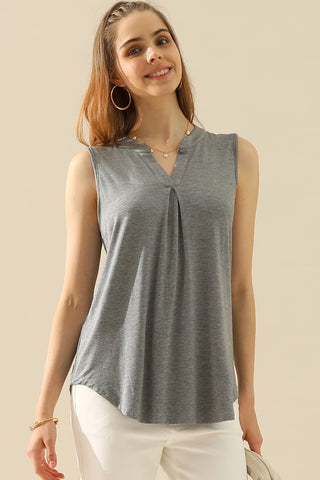 Shop Ninexis Full Size Notched Sleeveless Top - High-Quality U.S. Made Women’s Fashion with Free & Fast Shipping