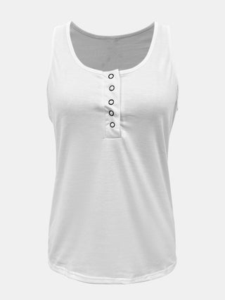 Shop Full Size Quarter Snap Scoop Neck Tank - High-Quality U.S. Made Women’s Fashion with Free Fast Shipping