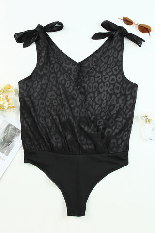 Shop Leopard Tie Shoulder Bodysuit - High-Quality U.S. Made Women’s Fashion with Free & Fast Shipping