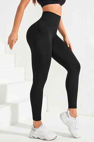 Shop Black High Waist Active Leggings - High-Quality U.S. Made Women’s Fashion with Free & Fast Shipping