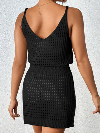 Shop Openwork V-Neck Sleeveless Cover Up Dress - High-Quality U.S. Made Women’s Fashion with Free & Fast Shipping