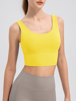 Shop Yellow Scoop Neck Wide Strap Active Tank - High-Quality U.S. Made Women’s Fashion with Free & Fast Shipping