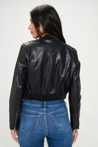 Shop Coalition LA Zip Up Cropped Bomber Jacket - High-Quality U.S. Made Women’s Fashion with Free Fast Shipping