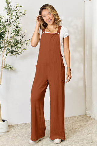 Shop Double Take Full Size Wide Strap Overall with Pockets - High-Quality U.S. Made Women’s Fashion with Free & Fast Shipping