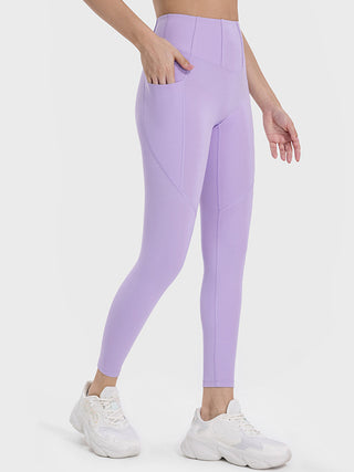 Shop Lavender Pocketed High Waist Active Leggings - High-Quality U.S. Made Women’s Fashion with Free & Fast Shipping