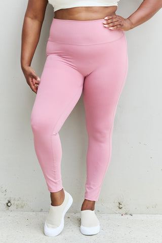 Shop Zenana Fit For You Full Size High Waist Active Leggings in Light Rose - High-Quality U.S. Made Women’s Fashion with Free & Fast Shipping