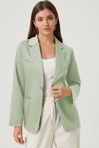 Shop Gum Leaf Long Sleeve Lapel Collar Blazer - High-Quality U.S. Made Women’s Fashion with Free & Fast Shipping