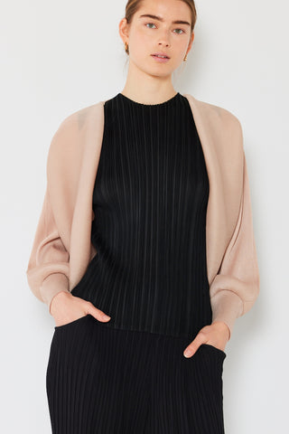 Shop Marina West Swim Rib Pleated Puff Sleeve Bolero Cardigan - High-Quality U.S. Made Women’s Fashion with Free & Fast Shipping