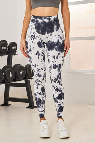 Shop White Tie-Dye High Waist Active Leggings - High-Quality U.S. Made Women’s Fashion with Free & Fast Shipping