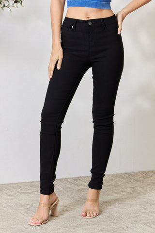 Shop Black YMI Jeanswear Hyperstretch Mid-Rise Skinny Jeans - High-Quality U.S. Made Women’s Fashion with Free & Fast Shipping