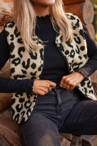 Shop Leopard Button Up Vest Coat - High-Quality U.S. Made Women’s Fashion with Free Fast Shipping