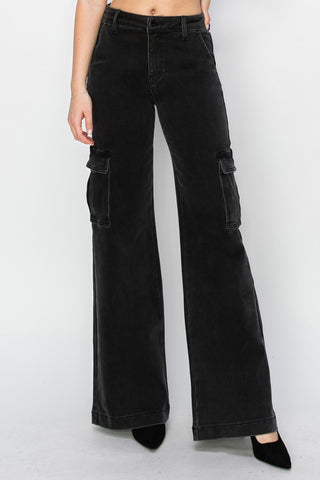 Shop Risen Full Size High Rise Wide Leg Cargo Jeans - High-Quality U.S. Made Women’s Fashion with Free & Fast Shipping