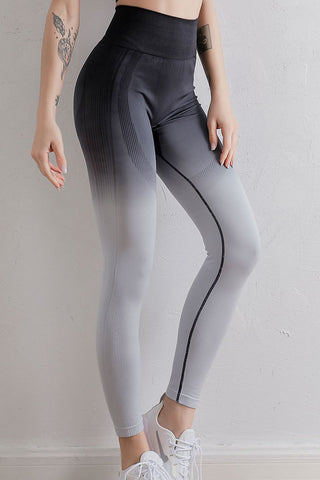 Shop Black White Gradient High Waist Sports Leggings - High-Quality U.S. Made Women’s Fashion with Free & Fast Shipping