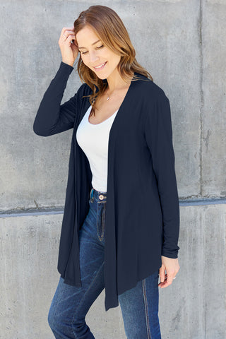 Shop Basic Bae Full Size Open Front Long Sleeve Cardigan - High-Quality U.S. Made Women’s Fashion with Free & Fast Shipping