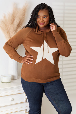 Shop Heimish Full Size Star Graphic Hooded Sweater - High-Quality U.S. Made Women’s Fashion with Free & Fast Shipping