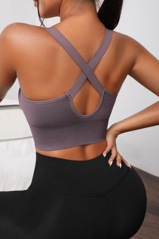 Shop Scoop Neck Long Active Bra - High-Quality U.S. Made Women’s Fashion with Free & Fast Shipping