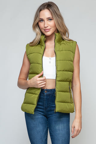 Shop Snobbish Zip Up Turtleneck Vest with Pockets - High-Quality U.S. Made Women’s Fashion with Free Fast Shipping