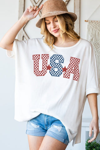 Shop HOPELY USA Graphic Round Neck T-Shirt - High-Quality U.S. Made Women’s Fashion with Free & Fast Shipping