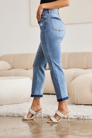 Shop Judy Blue Full Size Release Hem Cropped Bootcut Jeans - High-Quality U.S. Made Women’s Fashion with Free & Fast Shipping