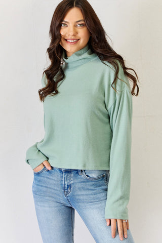 Shop Iceberg Green HYFVE Long Sleeve Turtleneck Top - High-Quality U.S. Made Women’s Fashion with Free & Fast Shipping