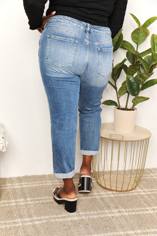 Shop Kancan Full Size Mid Rise Slim Boyfriend Jeans - High-Quality U.S. Made Women’s Fashion with Free & Fast Shipping