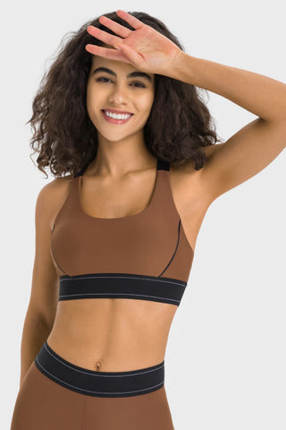 Shop Chocolate Millennia Contrast Sports Bra - High-Quality U.S. Made Women’s Fashion with Free & Fast Shipping