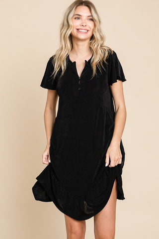 Shop Culture Code Full Size Short Sleeve Ruffled Asymmetric Hem Dress - High-Quality U.S. Made Women’s Fashion with Free & Fast Shipping