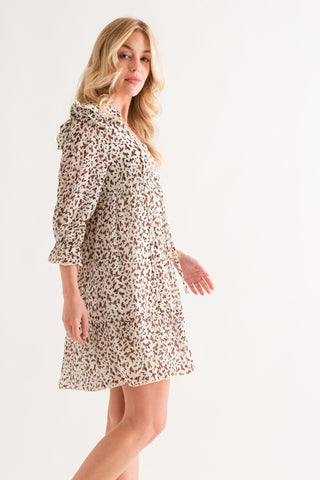 Shop And The Why Leopard Ruffle Hem Woven Mini Dress - High-Quality U.S. Made Women’s Fashion with Free & Fast Shipping