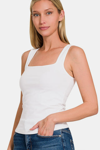 Shop Zenana Square Neck Cropped Tank - High-Quality U.S. Made Women’s Fashion with Free Fast Shipping