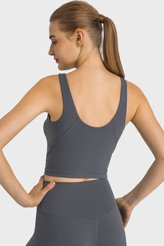 Shop Millennia Feel Like Skin Highly Stretchy Cropped Sports Tank - High-Quality U.S. Made Women’s Fashion with Free & Fast Shipping