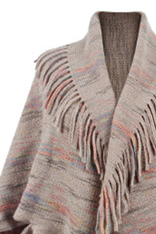 Shop Fringe Detail Printed Poncho - High-Quality U.S. Made Women’s Fashion with Free Fast Shipping