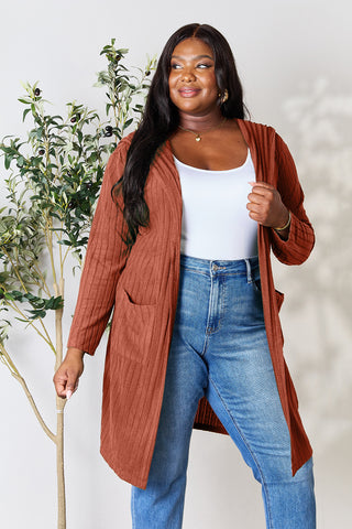 Shop Basic Bae Full Size Hooded Sweater Cardigan - High-Quality U.S. Made Women’s Fashion with Free & Fast Shipping