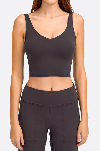 Shop Millennia Deep V-Neck Crop Sports Bra - High-Quality U.S. Made Women’s Fashion with Free & Fast Shipping