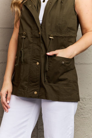 Shop Zenana More To Come Full Size Military Hooded Vest - High-Quality U.S. Made Women’s Fashion with Free Fast Shipping