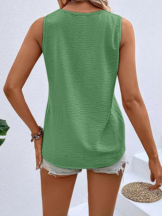 Shop Full Size Decorative Button V-Neck Tank - High-Quality U.S. Made Women’s Fashion with Free & Fast Shipping