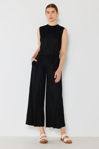 Shop Black Marina West Swim Pleated Wide-Leg Pants with Side Pleat Detail - High-Quality U.S. Made Women’s Fashion with Free & Fast Shipping