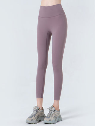 Shop Lilac Wide Waistband Cropped Sports Leggings - High-Quality U.S. Made Women’s Fashion with Free & Fast Shipping